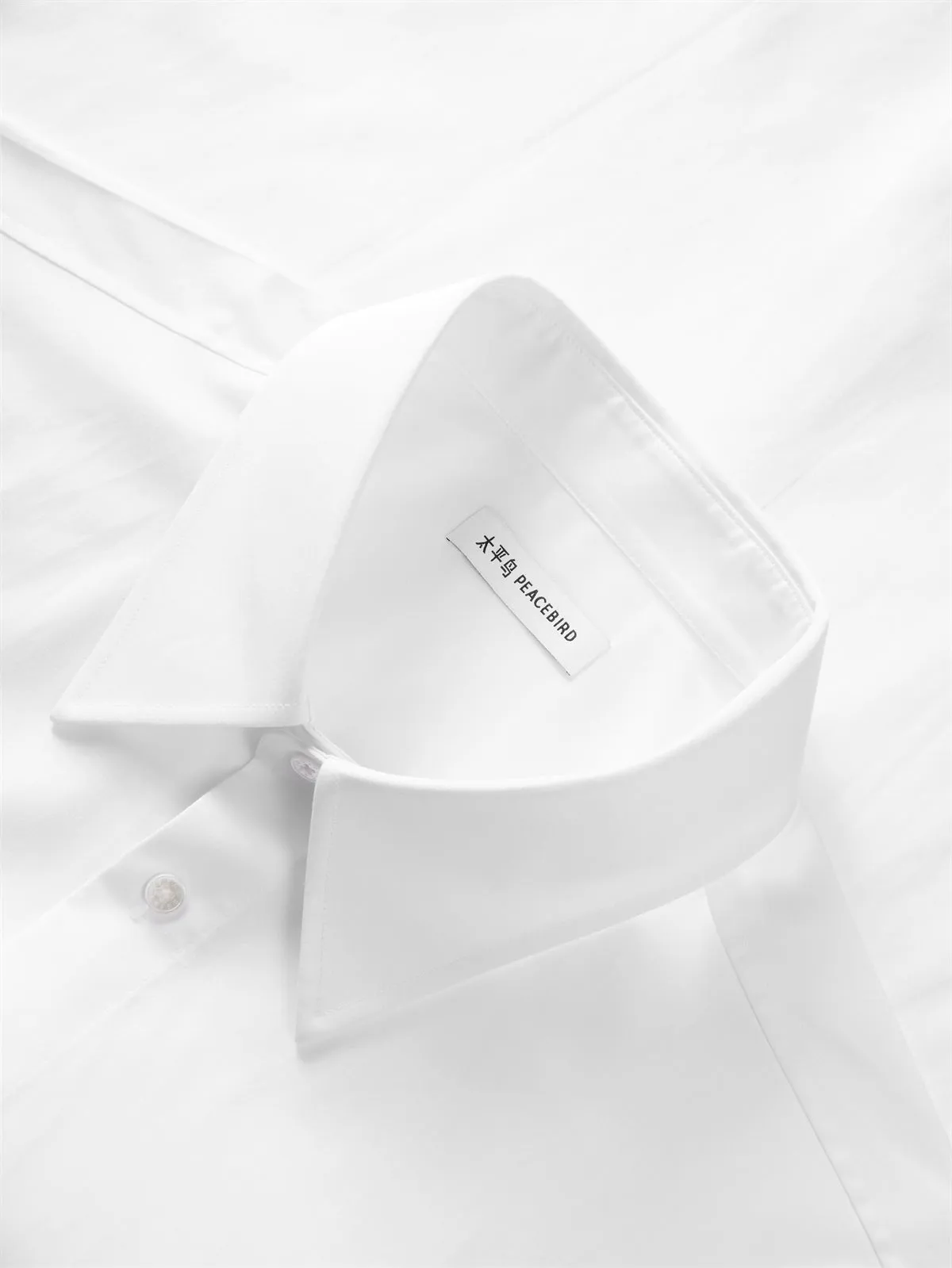 Men's White Short-Sleeve Shirt with Rhinestone Detail sold by PEACEBIRD product image thumbnail 4
