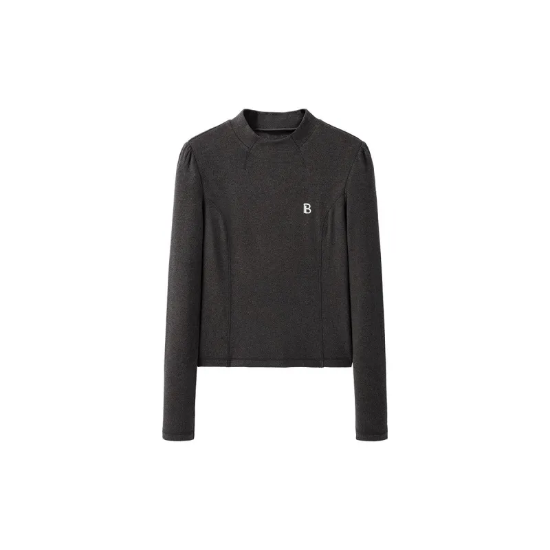 Women's Dark Gray Embroidered Slim Fit T-shirt sold by PEACEBIRD