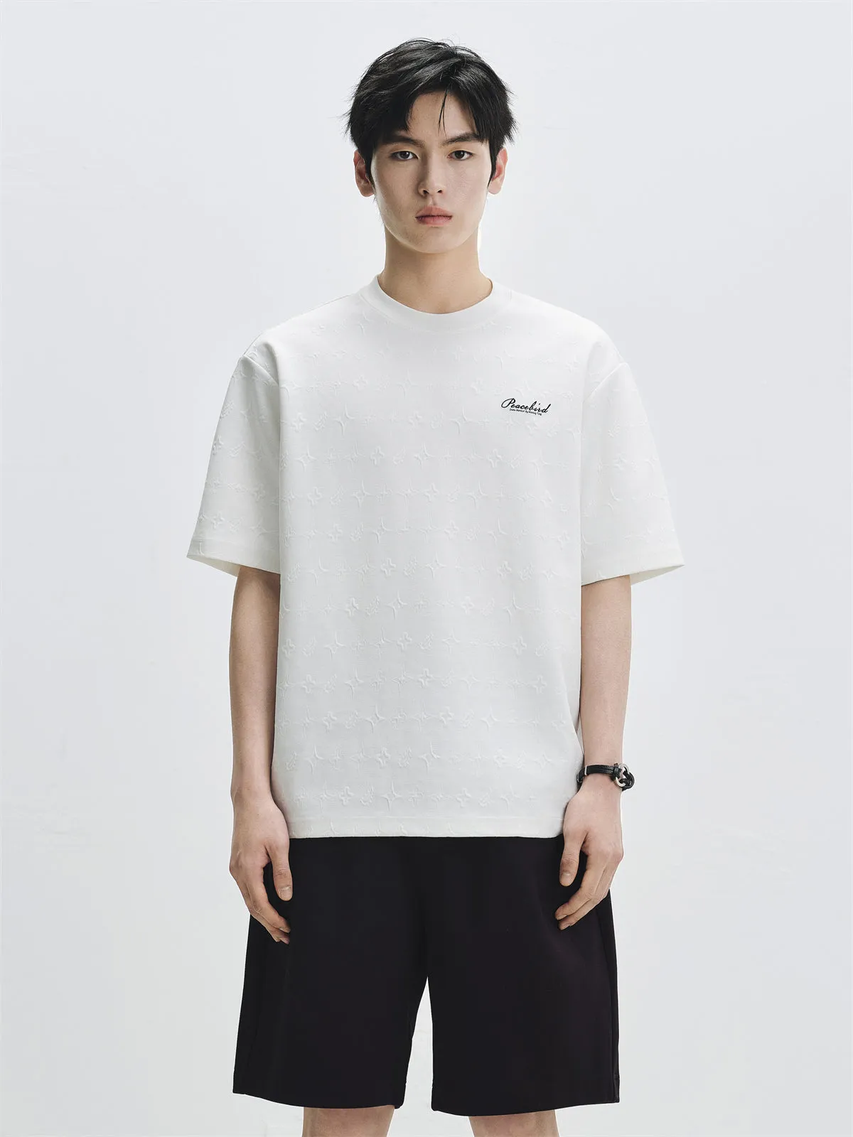 Men's Full Jacquard 3D Pattern T-Shirt sold by PEACEBIRD product image thumbnail 3