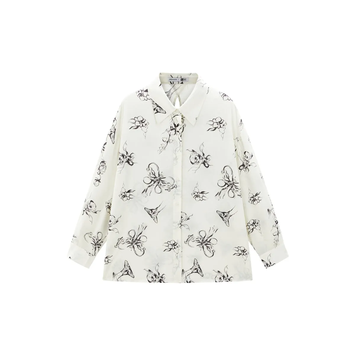 Women's Lightweight Butterfly Print Shirt with Back Cutout sold by PEACEBIRD