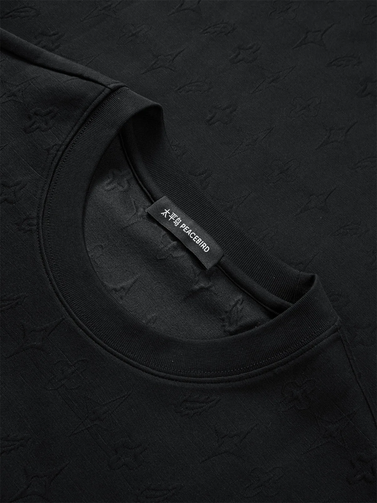 Men's Black Full Jacquard 3D Pattern T-Shirt sold by PEACEBIRD product image thumbnail 4