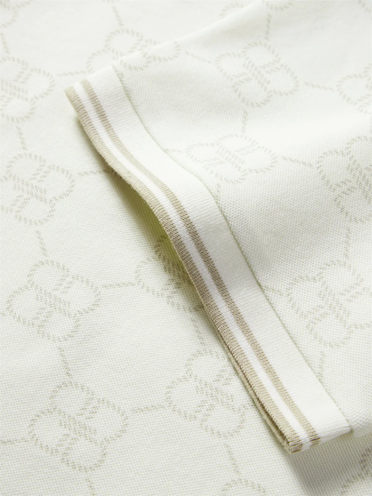 Men's Beige Allover Jacquard Sorona Cooling Polo Shirt sold by PEACEBIRD product image thumbnail 5