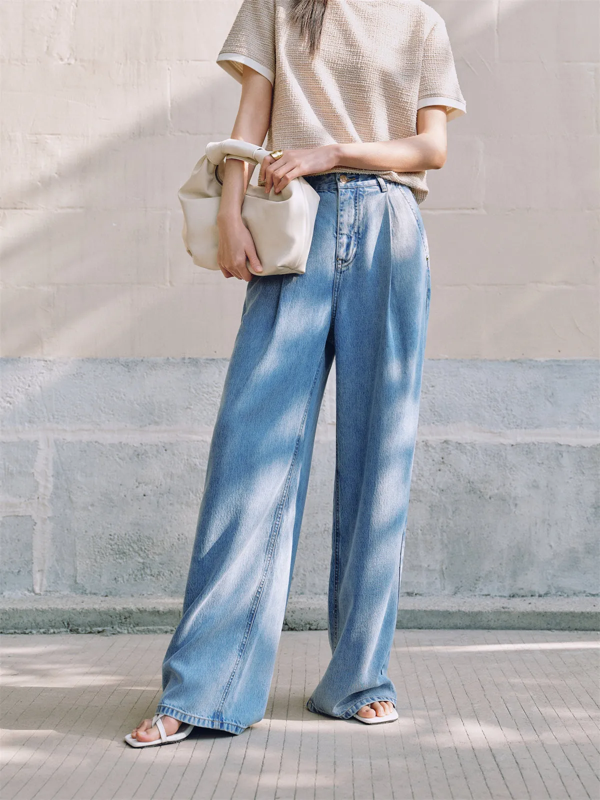 Women's High-Waisted Lightweight Tencel Wide-Leg Pants sold by PEACEBIRD product image thumbnail 5