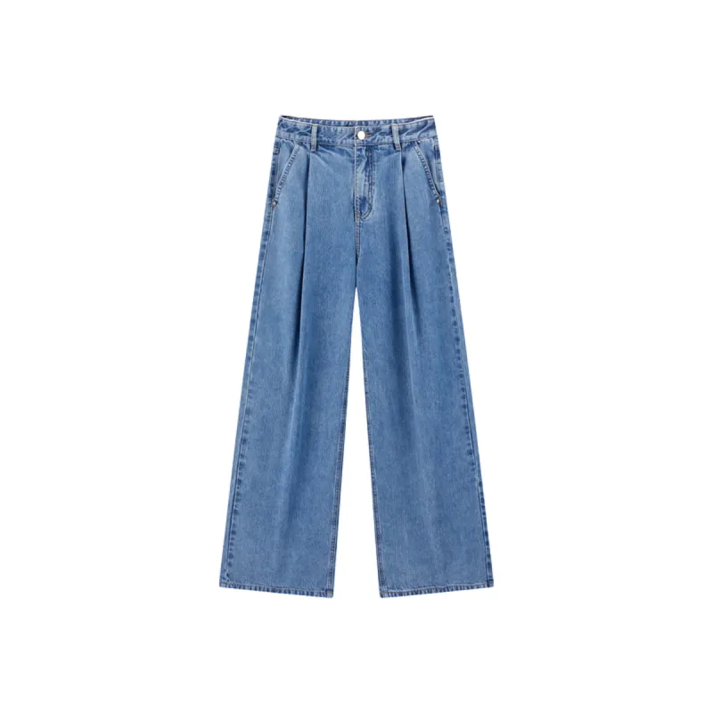 Women's High-Waisted Lightweight Tencel Wide-Leg Pants sold by PEACEBIRD