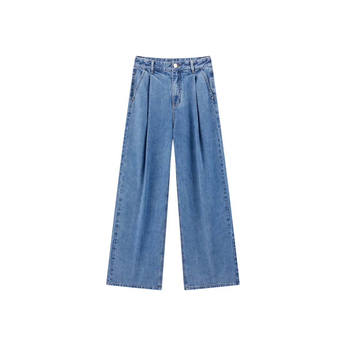Women's High-Waisted Lightweight Tencel Wide-Leg Pants sold by PEACEBIRD