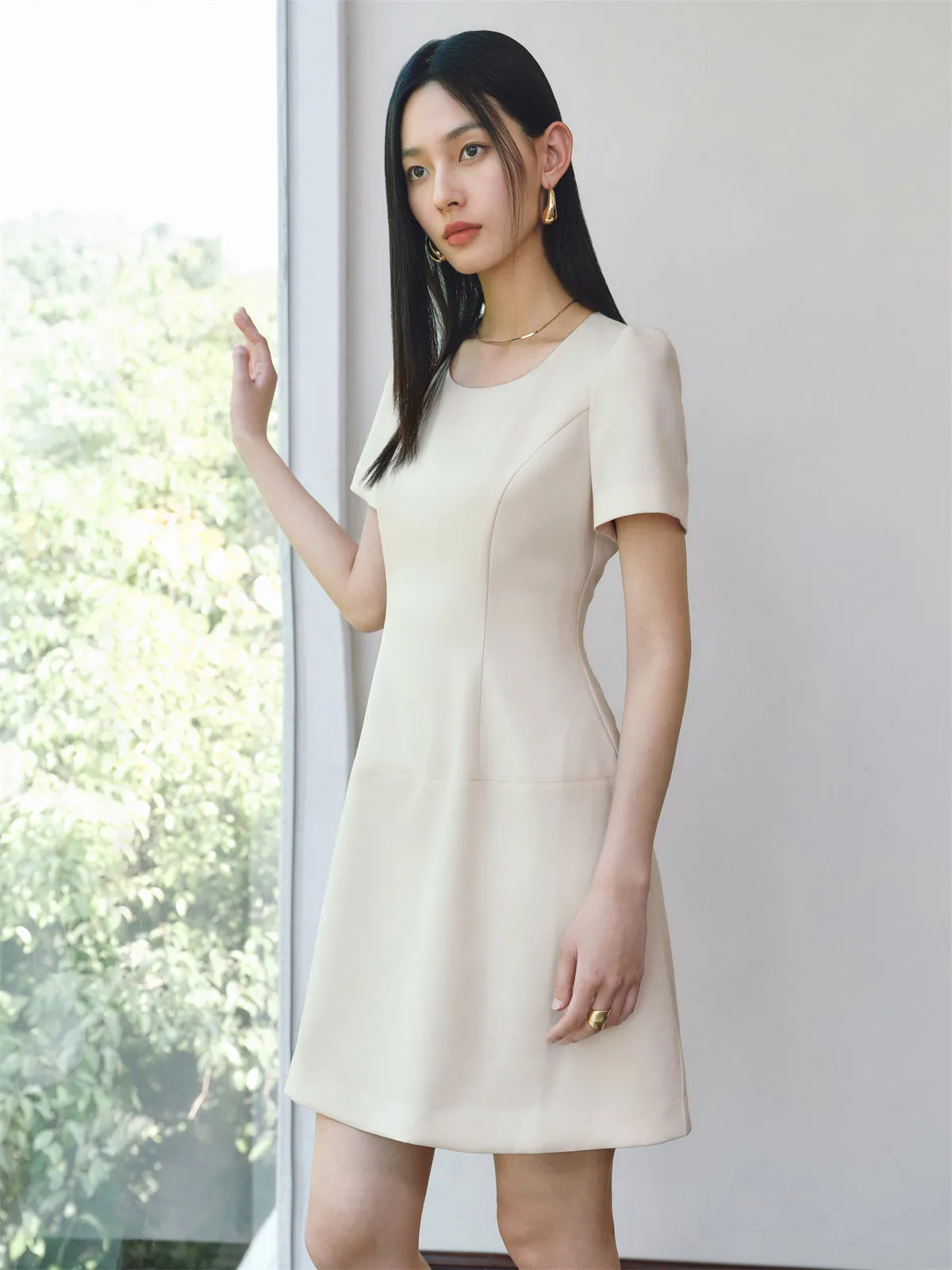 Women's Cropped Fit Shimmer Dress sold by PEACEBIRD product image thumbnail 4