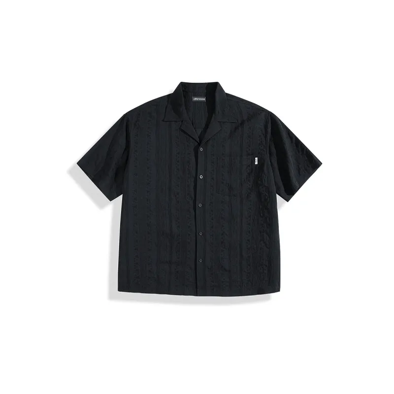 Men's Textured Jacquard Short-Sleeve Shirt sold by PEACEBIRD