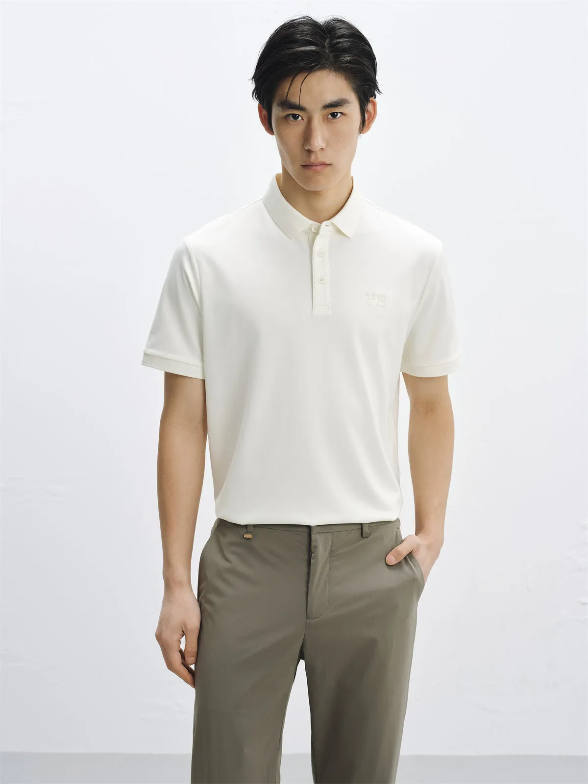 Men's Beige 80s Soft Knit Polo Shirt sold by PEACEBIRD product image thumbnail 2