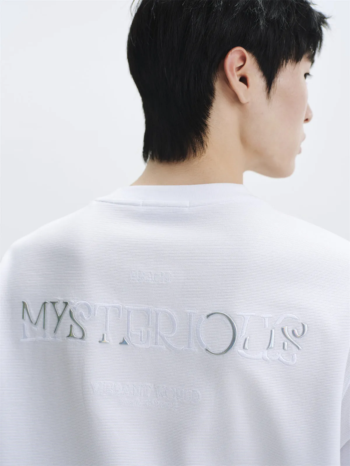 Men's White HF Welded & Embroidered Heavyweight Tee sold by PEACEBIRD product image thumbnail 2