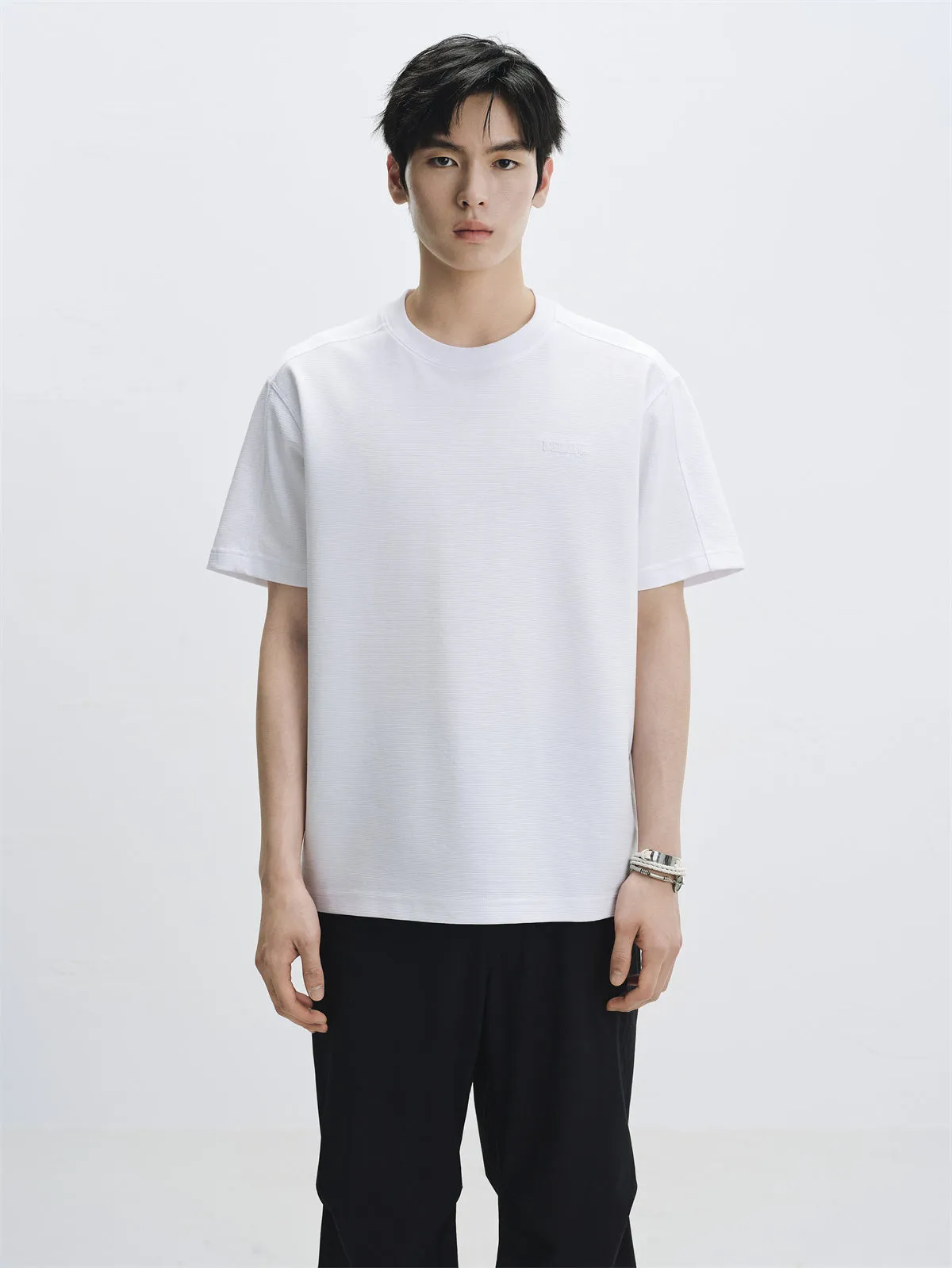 Men's White HF Welded & Embroidered Heavyweight Tee sold by PEACEBIRD product image thumbnail 3