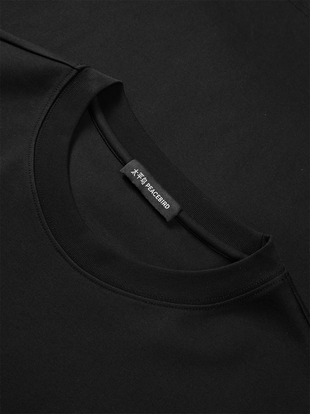 Men's Black Heavyweight T-Shirt with Embroidery sold by PEACEBIRD product image thumbnail 4