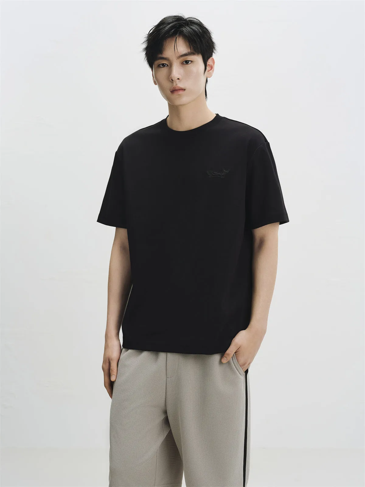 Men's Solid Heavyweight T-Shirt with Embroidery sold by PEACEBIRD product image thumbnail 4