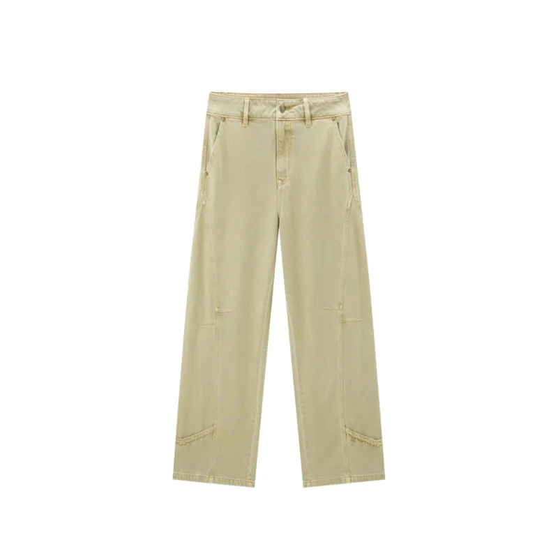 Women's Washed High-Waisted Spliced Jeans sold by PEACEBIRD
