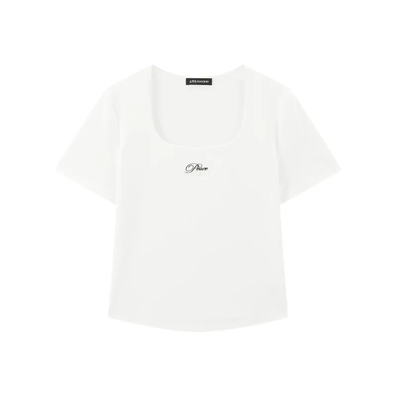 Women's Cropped Cotton-Blend Printed T-Shirt sold by PEACEBIRD