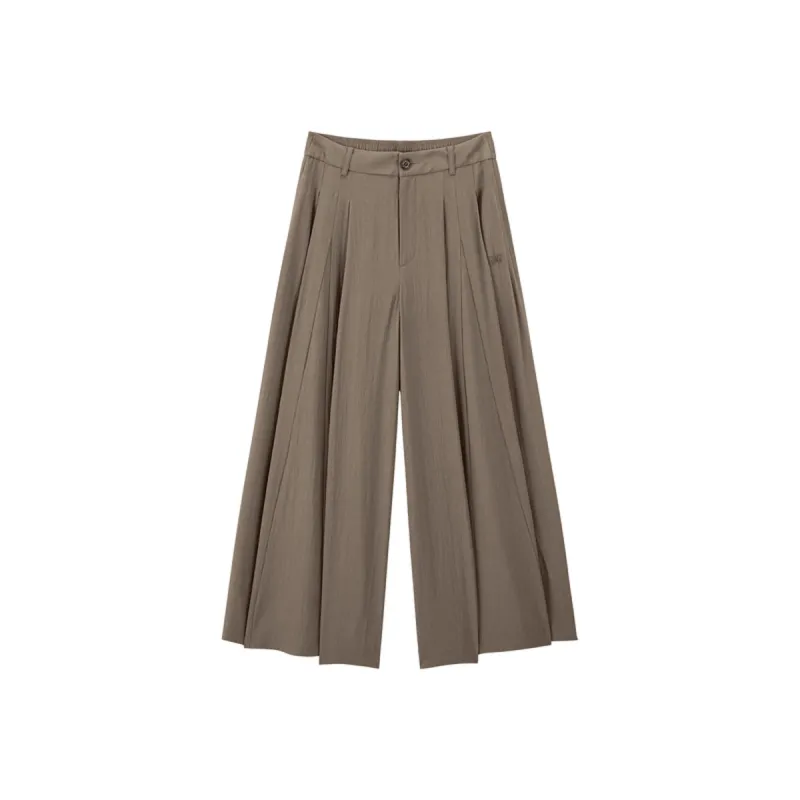 Women's Flowing Wide-Leg Pants with Mini Embroidery sold by PEACEBIRD