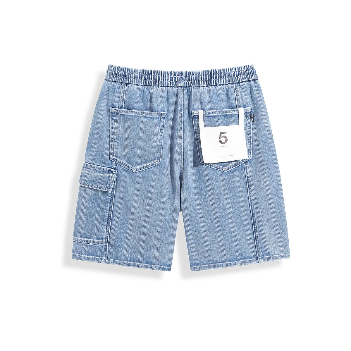 Men's Distressed Textured Denim Shorts sold by PEACEBIRD product image thumbnail 2