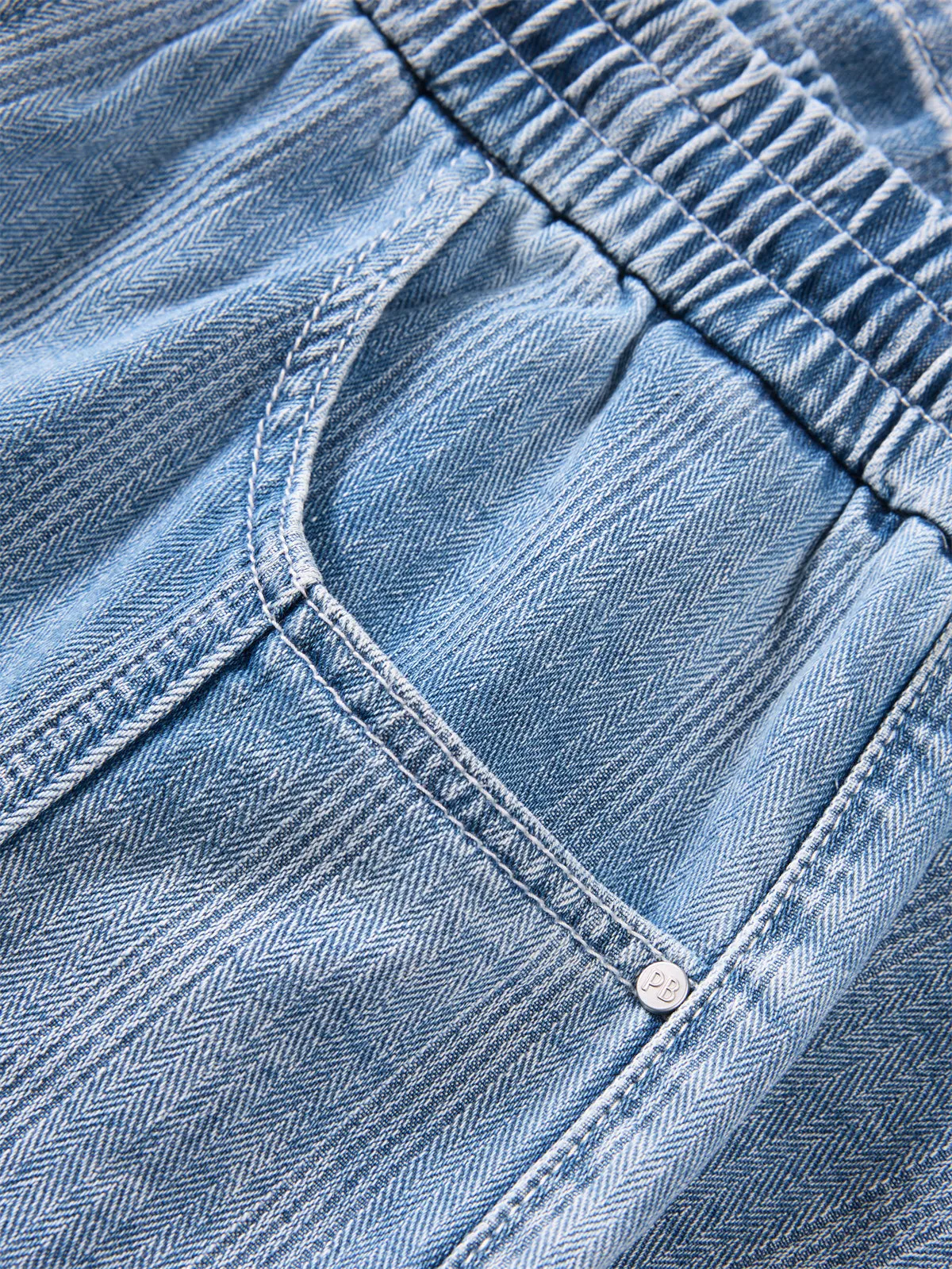 Men's Distressed Textured Denim Shorts sold by PEACEBIRD product image thumbnail 5