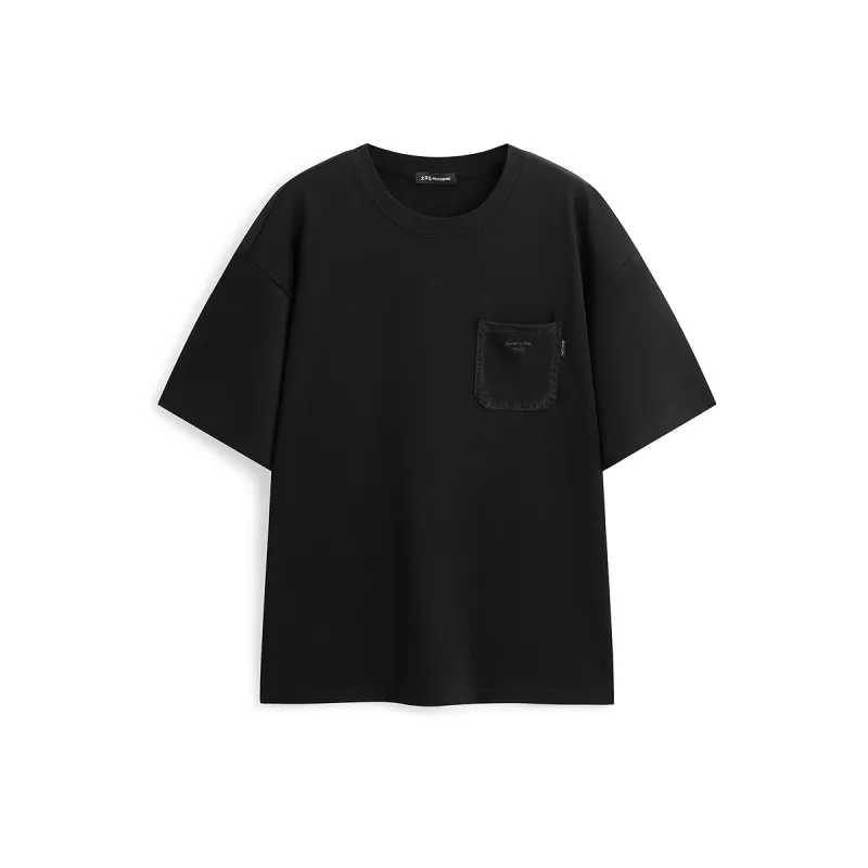 Men's Black T-Shirt with Graphic Pocket sold by PEACEBIRD