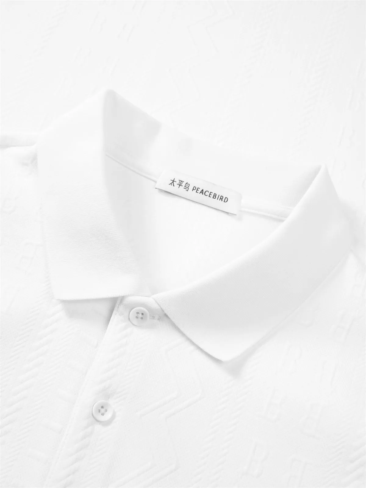 Men's Solid Jacquard Polo Shirt sold by PEACEBIRD product image thumbnail 4