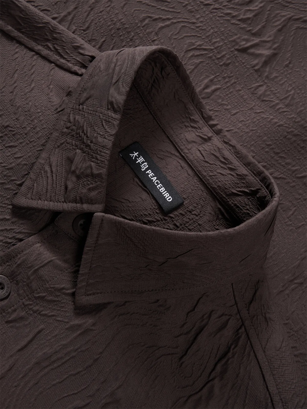 Men's Crinkled Texture Short-Sleeve Shirt sold by PEACEBIRD product image thumbnail 5