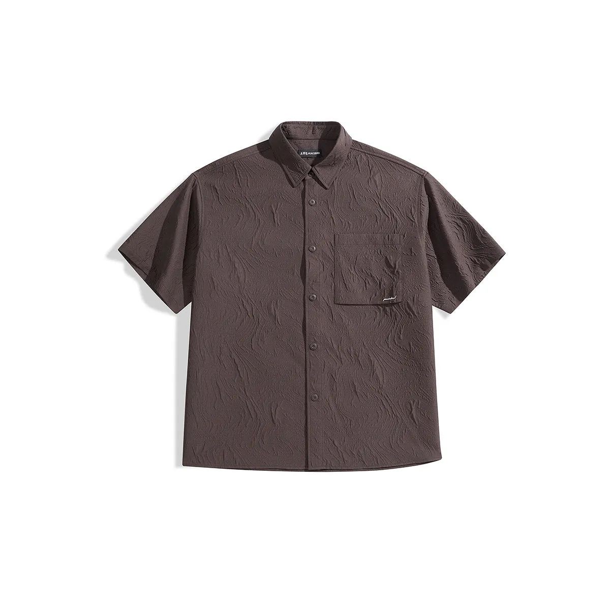 Men's Crinkled Texture Short-Sleeve Shirt sold by PEACEBIRD
