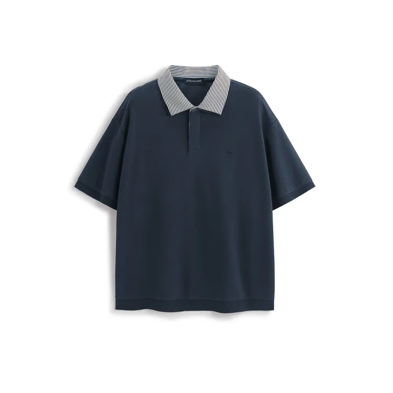 Men's 40-Count Polo Shirt with Contrast Striped Collar sold by PEACEBIRD