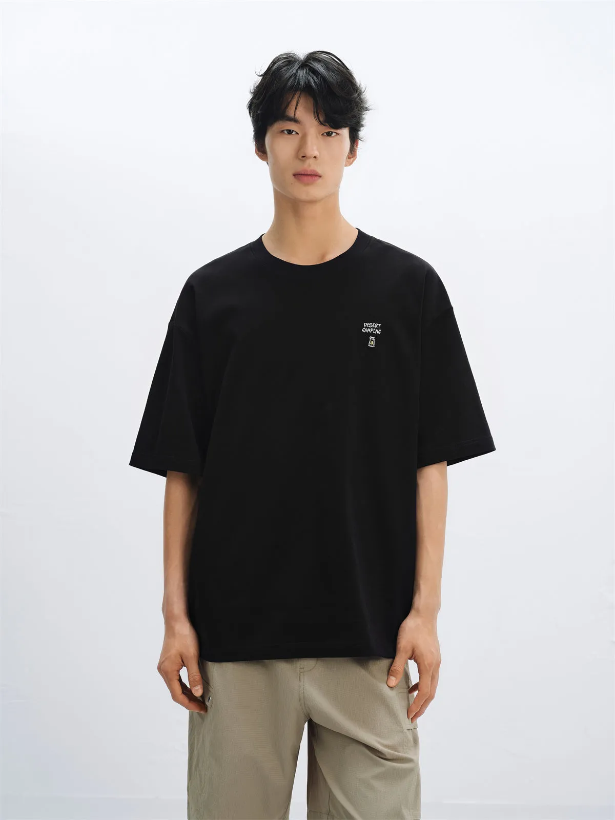 Men's Graphic Back T-Shirt with Embroidery Detail sold by PEACEBIRD product image thumbnail 3