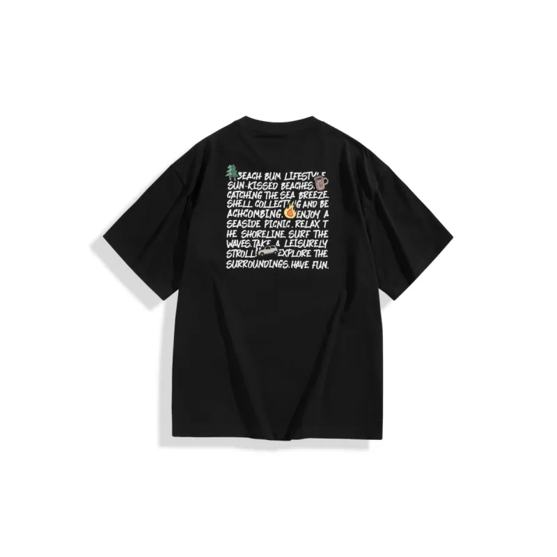 Men's Graphic Back T-Shirt with Embroidery Detail sold by PEACEBIRD