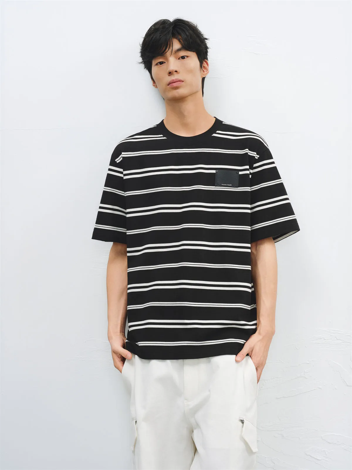 Men's Striped Half Sleeve T-Shirt sold by PEACEBIRD product image thumbnail 2