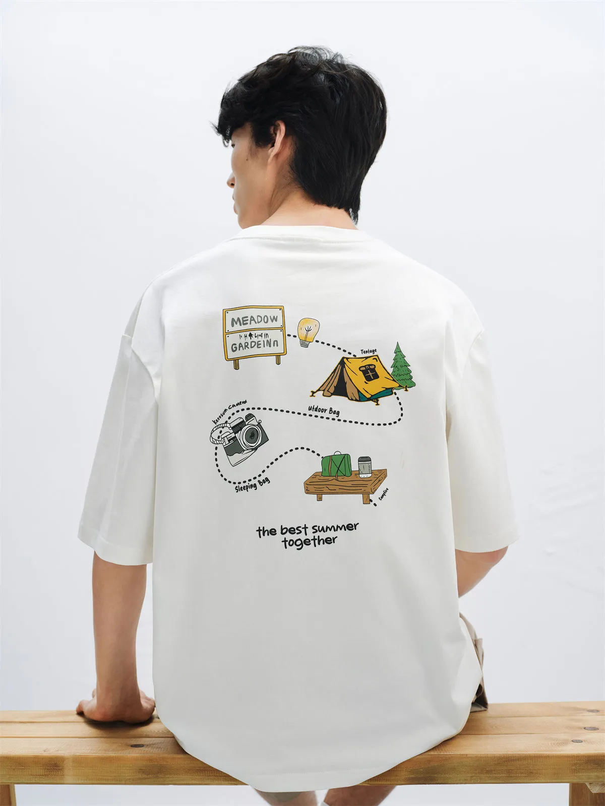 Men's T-Shirt with Graphic Print on Back sold by PEACEBIRD product image thumbnail 3