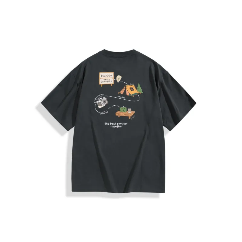 Men's Dark Gray T-Shirt with Graphic Print on Back sold by PEACEBIRD