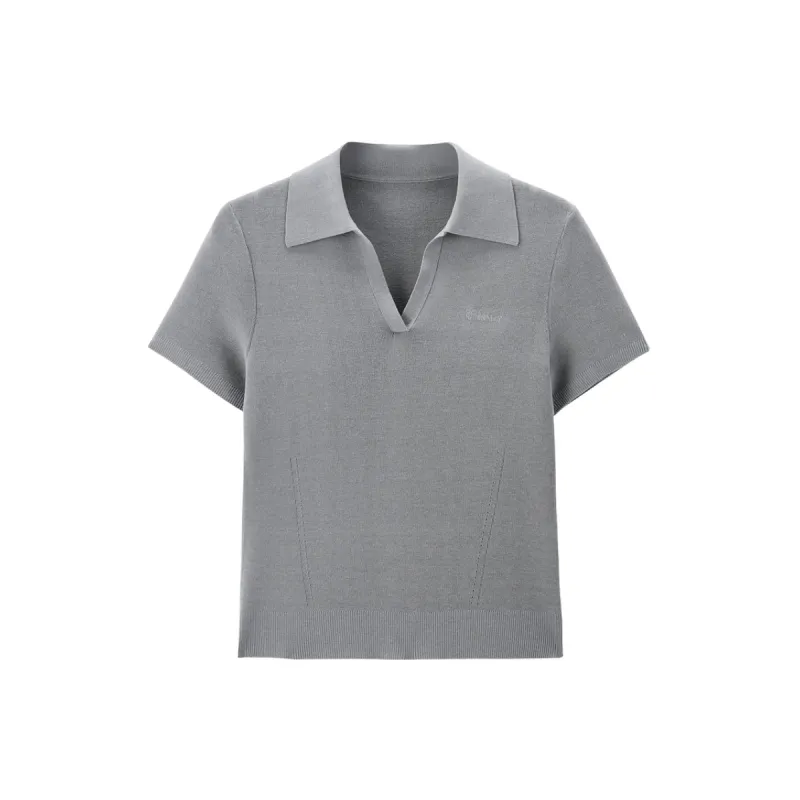 Women's Solid Antibacterial Knit Polo Shirt sold by PEACEBIRD