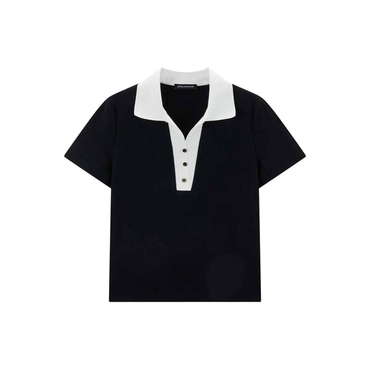 Women's Sorona T-Shirt with Contrast Polo Collar sold by PEACEBIRD