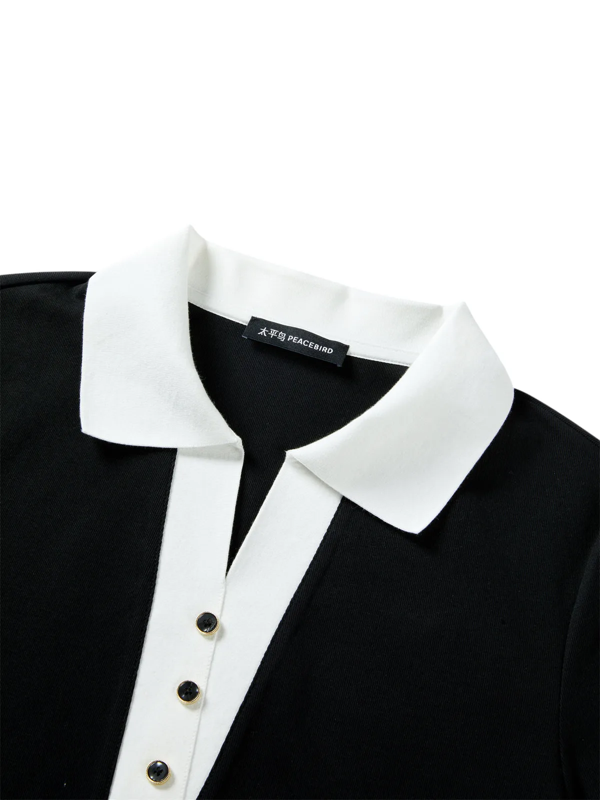 Women's Sorona T-Shirt with Contrast Polo Collar sold by PEACEBIRD product image thumbnail 4