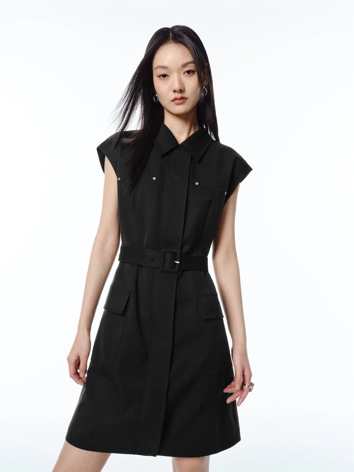 Women's Utility Knee-Length Belted Dress sold by PEACEBIRD product image thumbnail 2