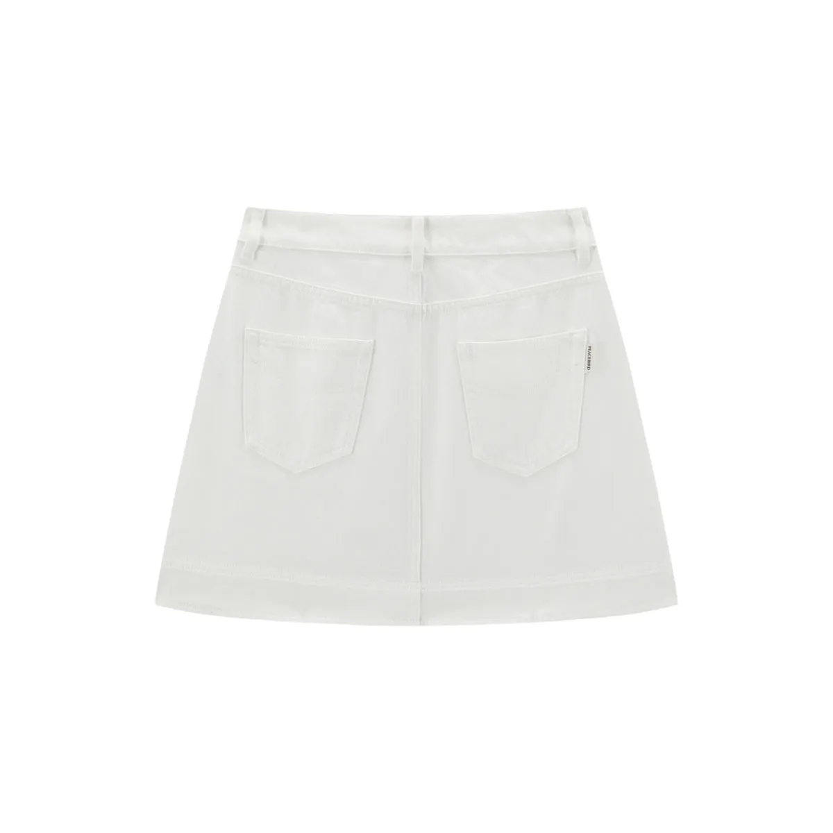 Women's White A-Line Denim Mini Skirt sold by PEACEBIRD product image thumbnail 4