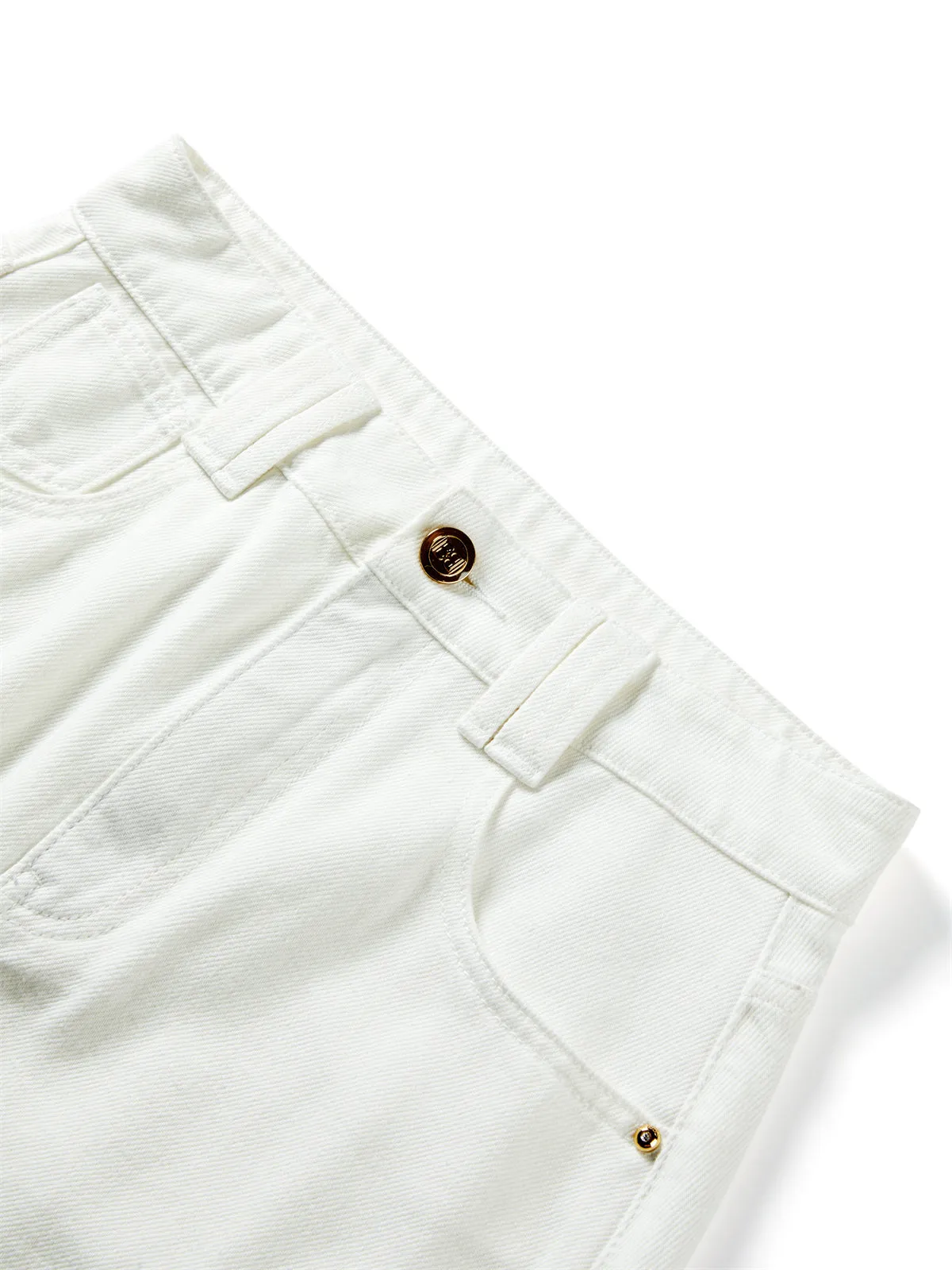 Women's White A-Line Denim Mini Skirt sold by PEACEBIRD product image thumbnail 5