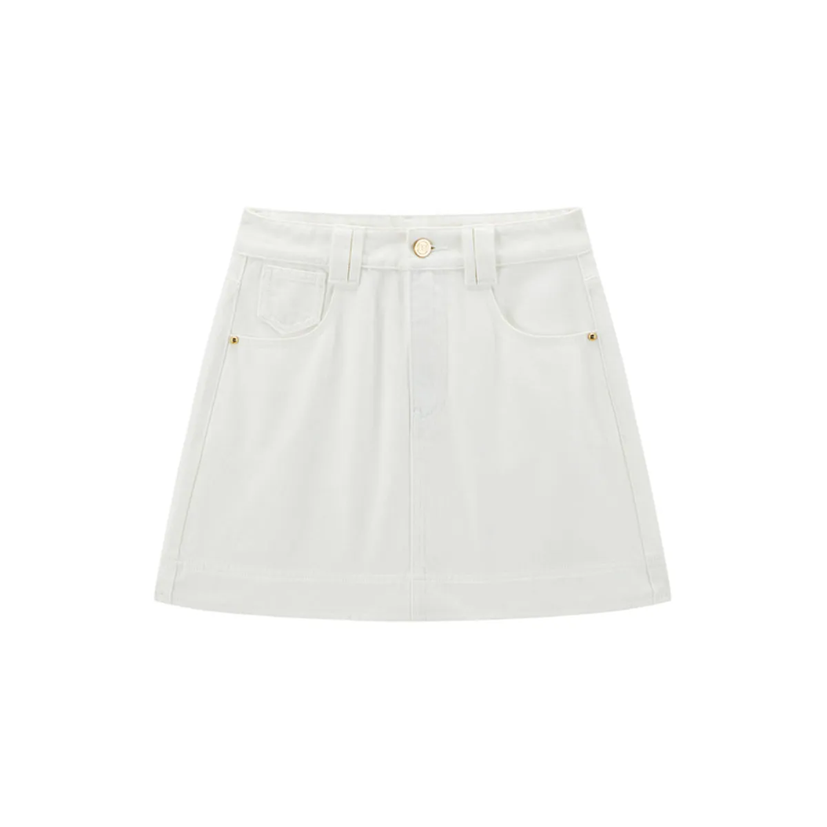 Women's White A-Line Denim Mini Skirt sold by PEACEBIRD