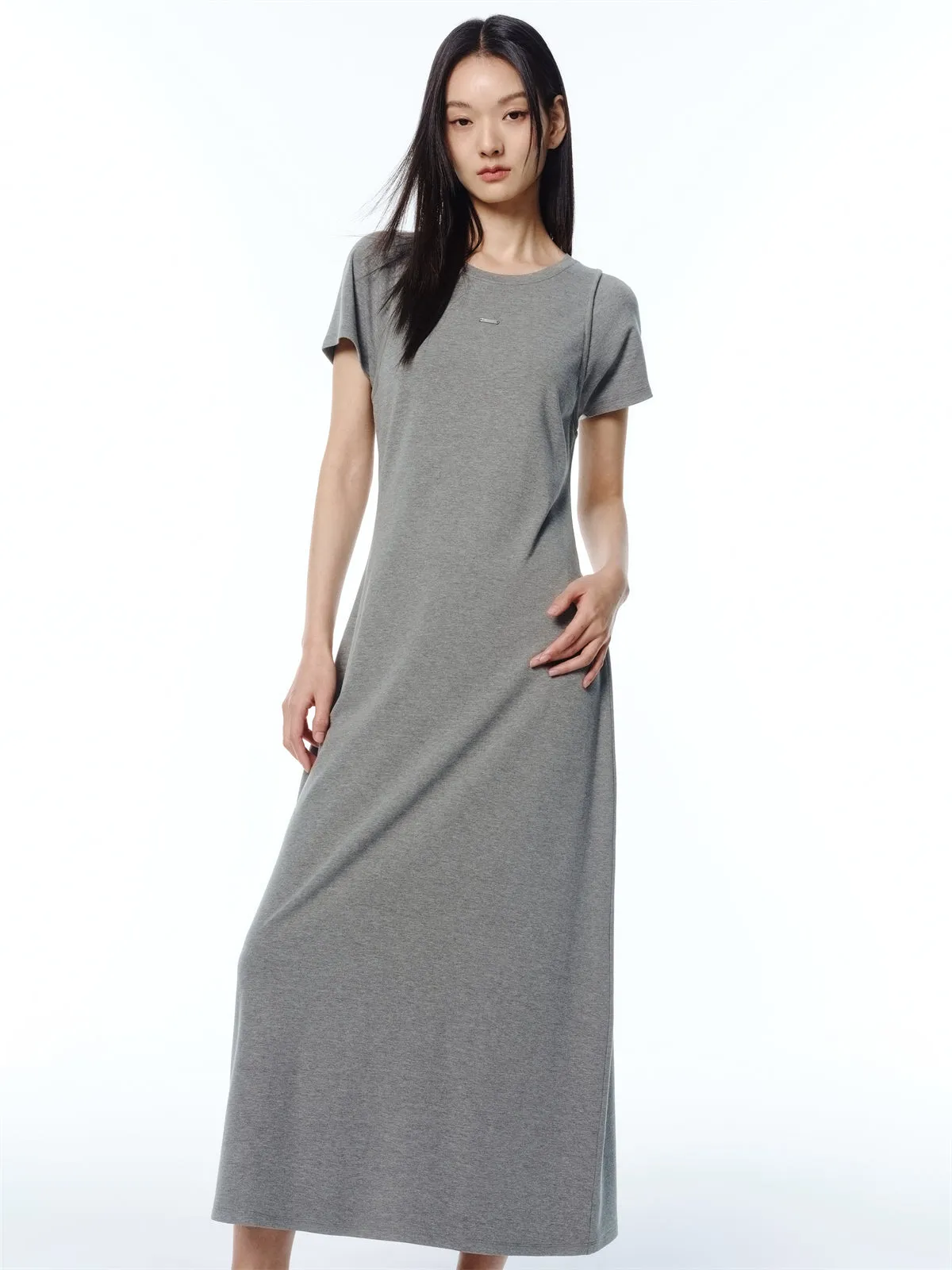 Women's Sporty Layered-Look T-Shirt Dress sold by PEACEBIRD product image thumbnail 2