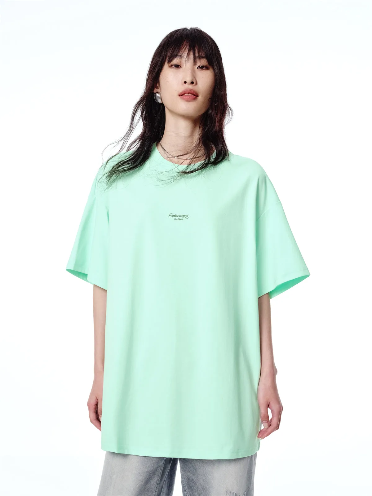 Women's Mint Cooling Oversized Graphic T-Shirt sold by PEACEBIRD product image thumbnail 2