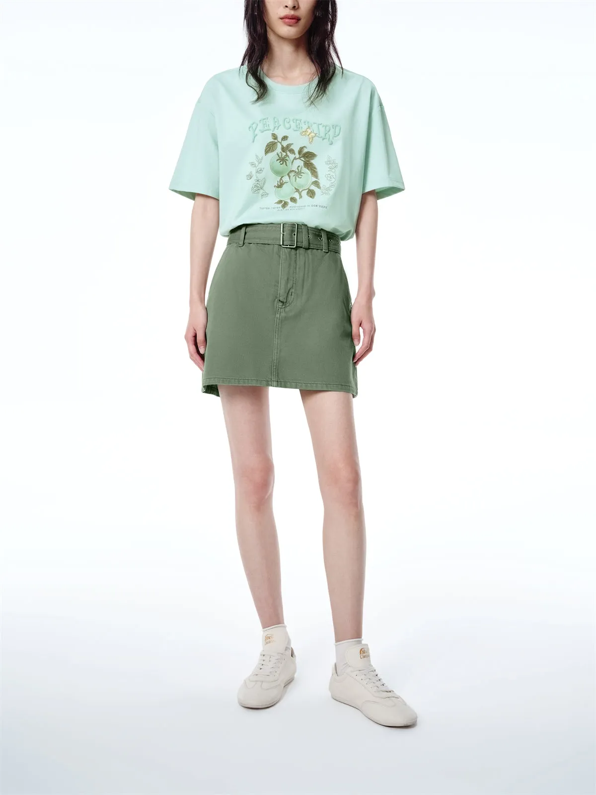 Women's High-Waisted Cotton Denim Shorts sold by PEACEBIRD product image thumbnail 2