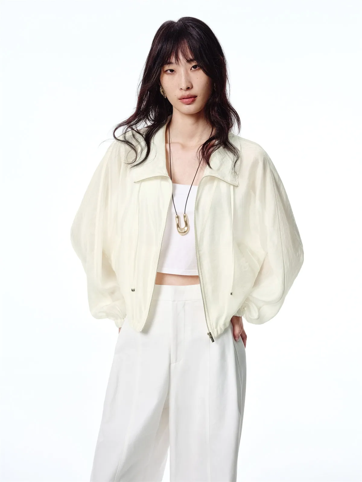 Women's Lightweight Tencel Lapel Jacket sold by PEACEBIRD product image thumbnail 2