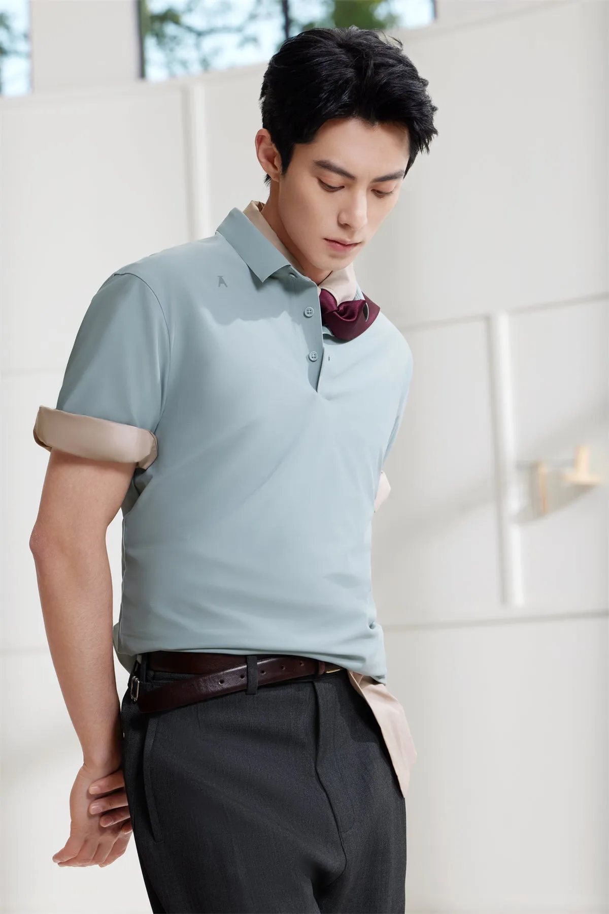 Men's Slim-Fit Solid Polo Shirt sold by PEACEBIRD product image thumbnail 3