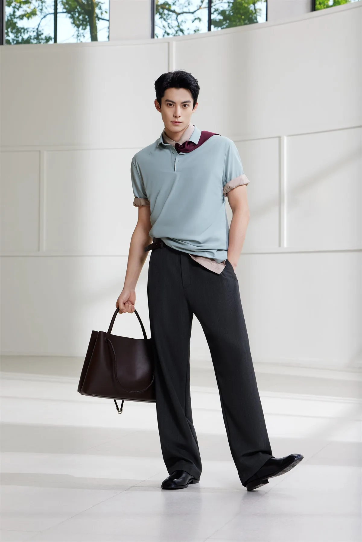 Men's Slim-Fit Solid Polo Shirt sold by PEACEBIRD product image thumbnail 2