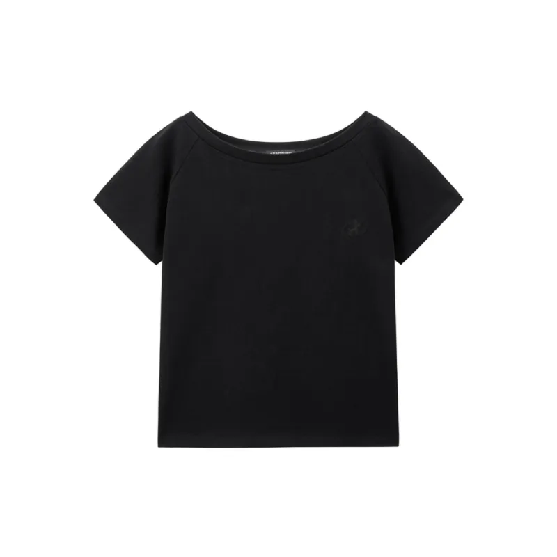 Women's Embroidered Boat-Neck T-Shirt sold by PEACEBIRD