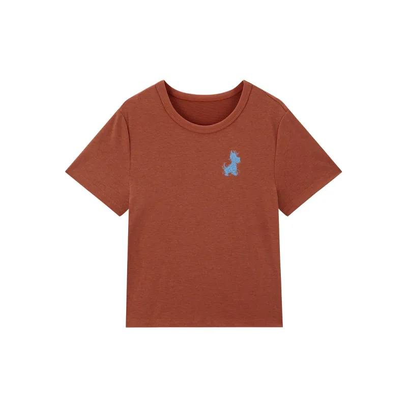 Women's Sequin-Embroidered Cropped T-Shirt sold by PEACEBIRD