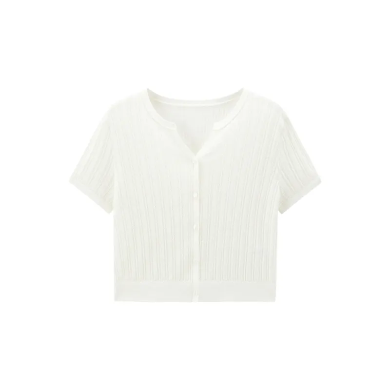 Women's Acetate Blend Knit Cardigan with Metallic Thread sold by PEACEBIRD