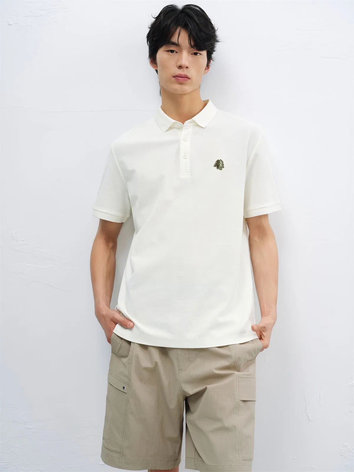 Men's Beige Cooling Quick-Dry Polo Shirt sold by PEACEBIRD product image thumbnail 2