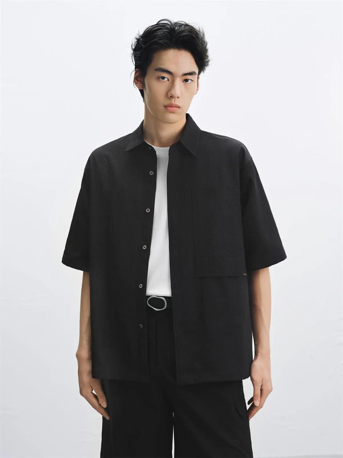 Men's Solid Jacquard Textured Shirt sold by PEACEBIRD product image thumbnail 2