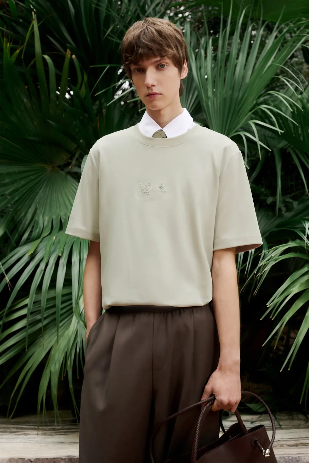 Men's Heavyweight T-Shirt with Graphic Embroidery sold by PEACEBIRD product image thumbnail 2